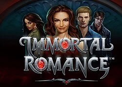 Enchanting women and men in a fantasy-themed casino game titled "Immortal Romanc.